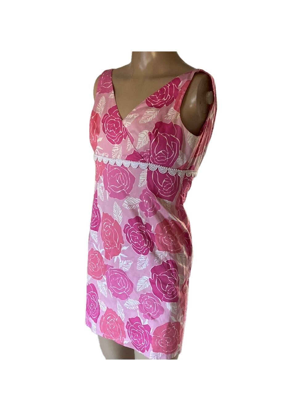 Lilly Pulitzer white tag vintage dress Chic Pink Rose V-Neck Dress